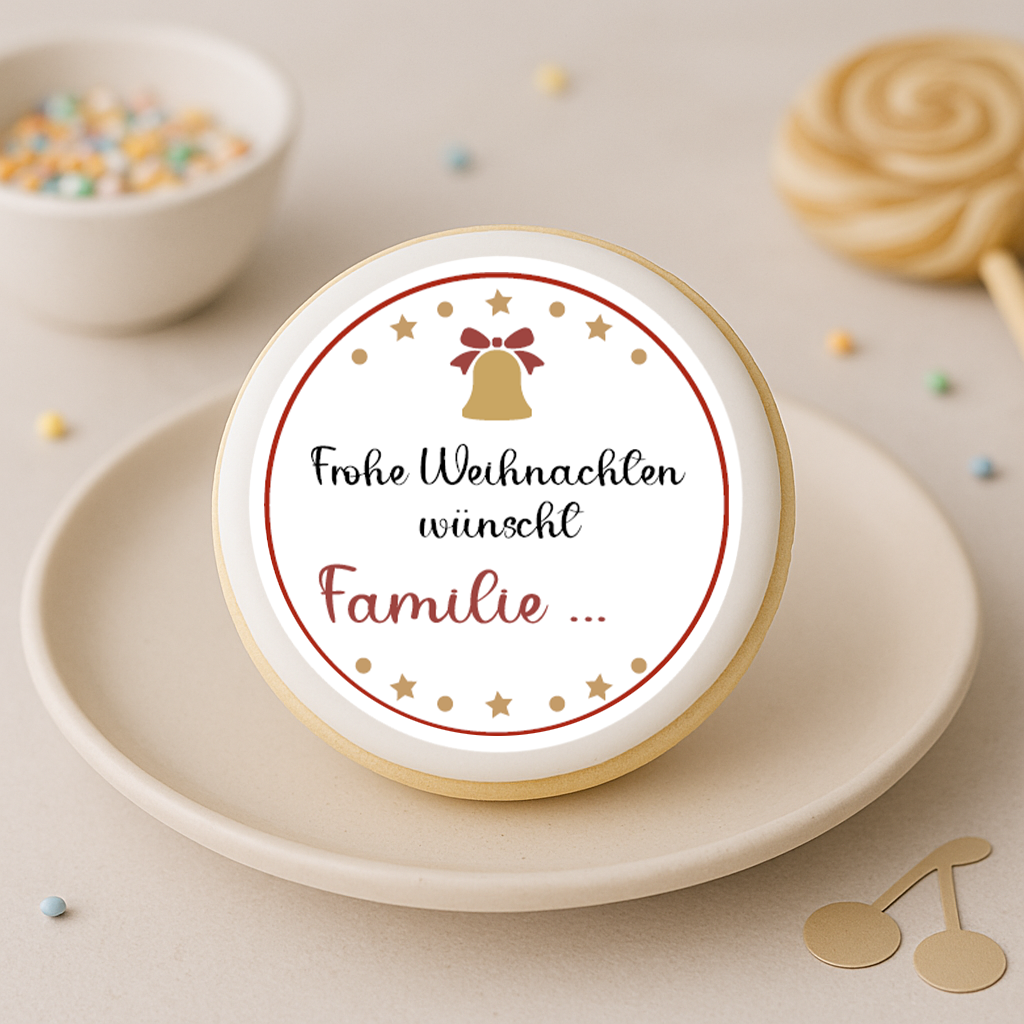 Keksaufleger Frohe Weihnachten personalisiert