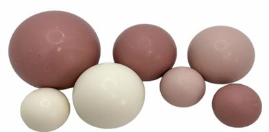 Schokokugeln Altrosa, Nude & Creme – 7 Stück, ca. 2,5–6 cm