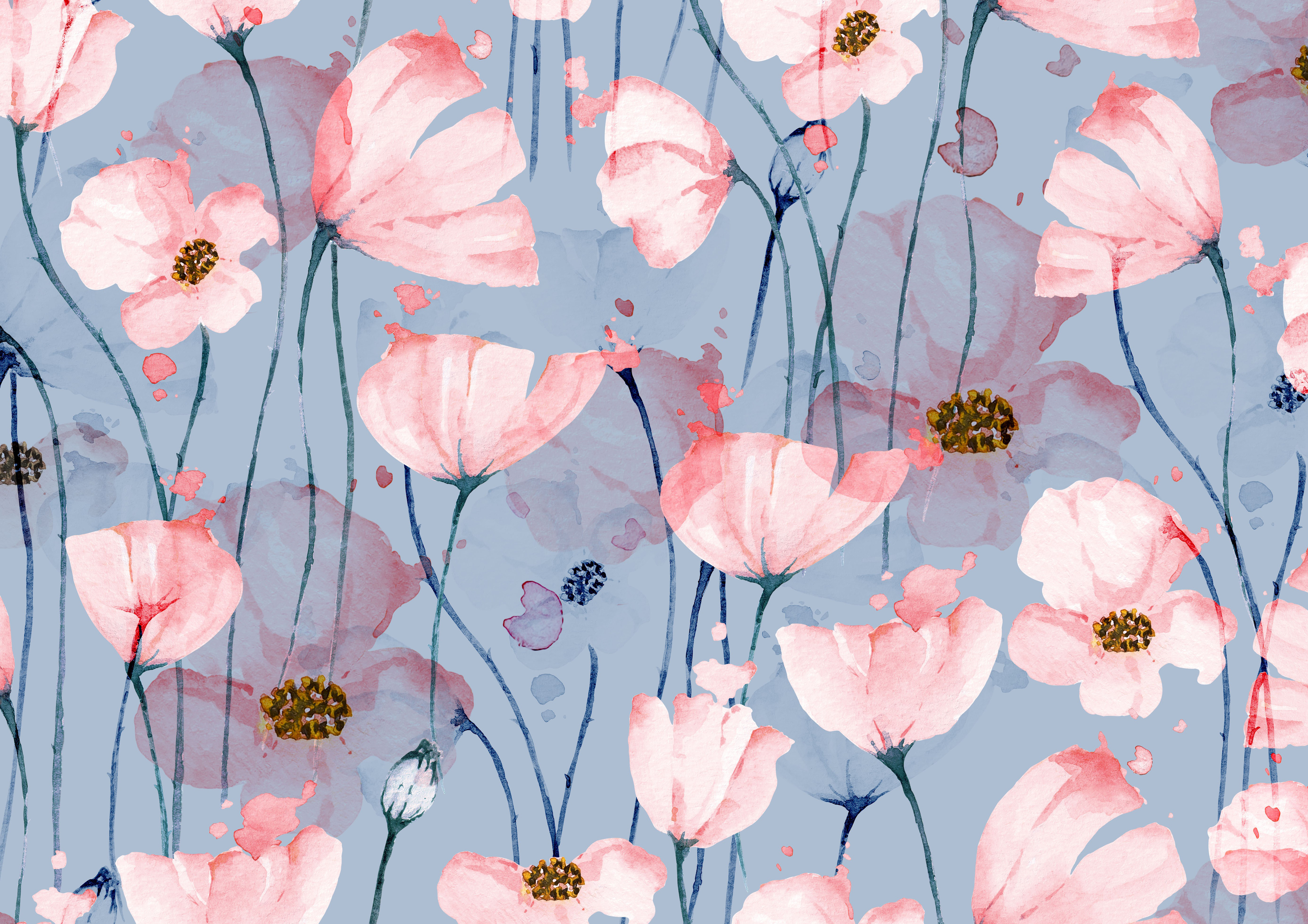 Deko Fondant Aquarell Blumen
