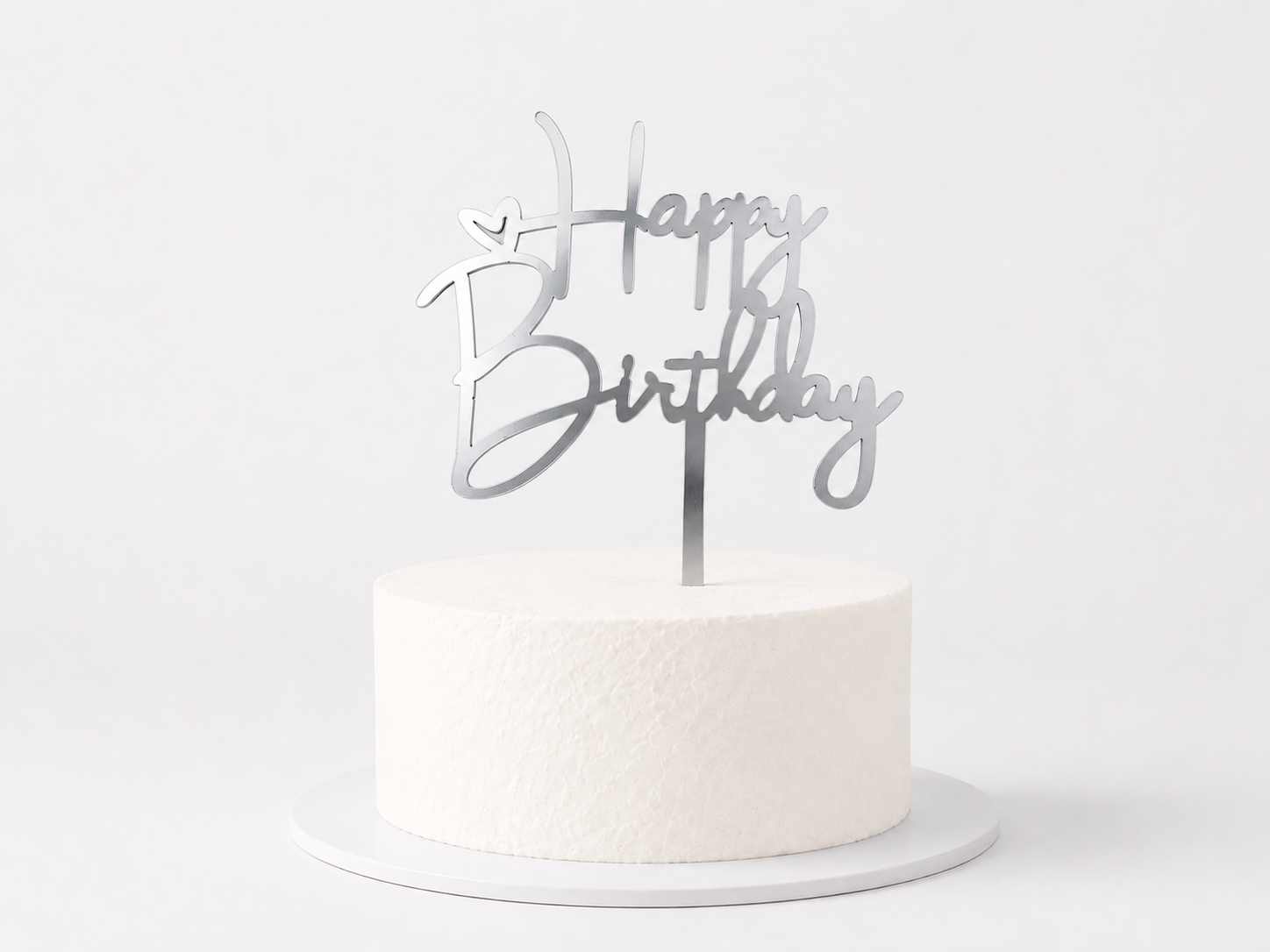 Caketopper "Happy Birthday" – Silber