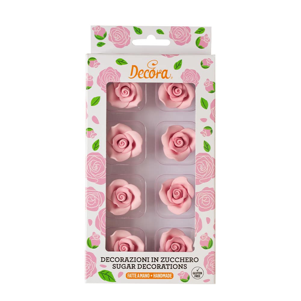 Zuckerrosen Rosa Ø 3,5 cm – 8 Stück
