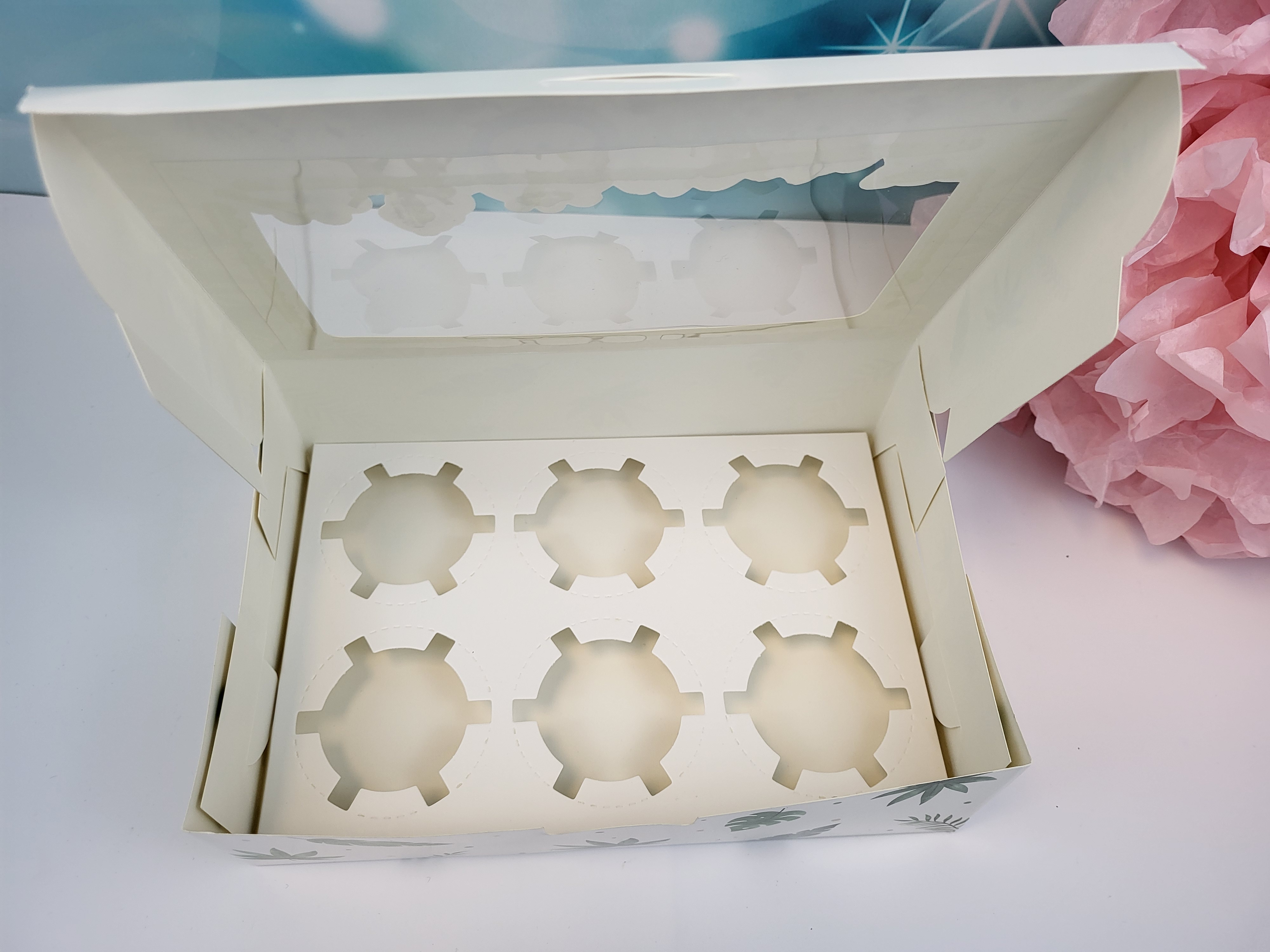 Cupcakebox mit Dschungelmotiv und Sichtfenster