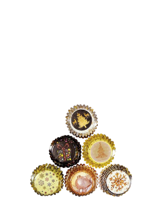 Mini Muffinförmchen Weihnachten Set Schwarz-Gold