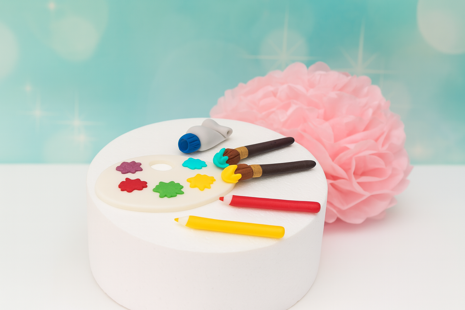 Künstler Tortendekorationsset aus Zucker – essbar, Maler-Motiv