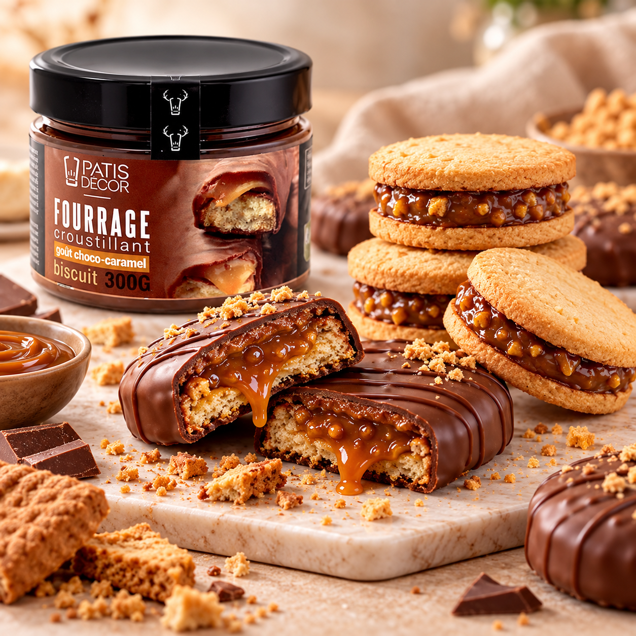 Knusperfüllung Schokolade-Karamell-Keks – 300 g