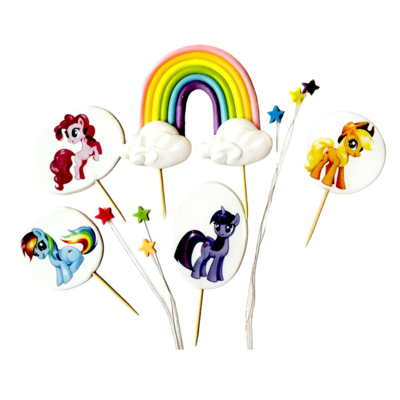 🦄 Essbare Tortendeko „Pony & Regenbogen“