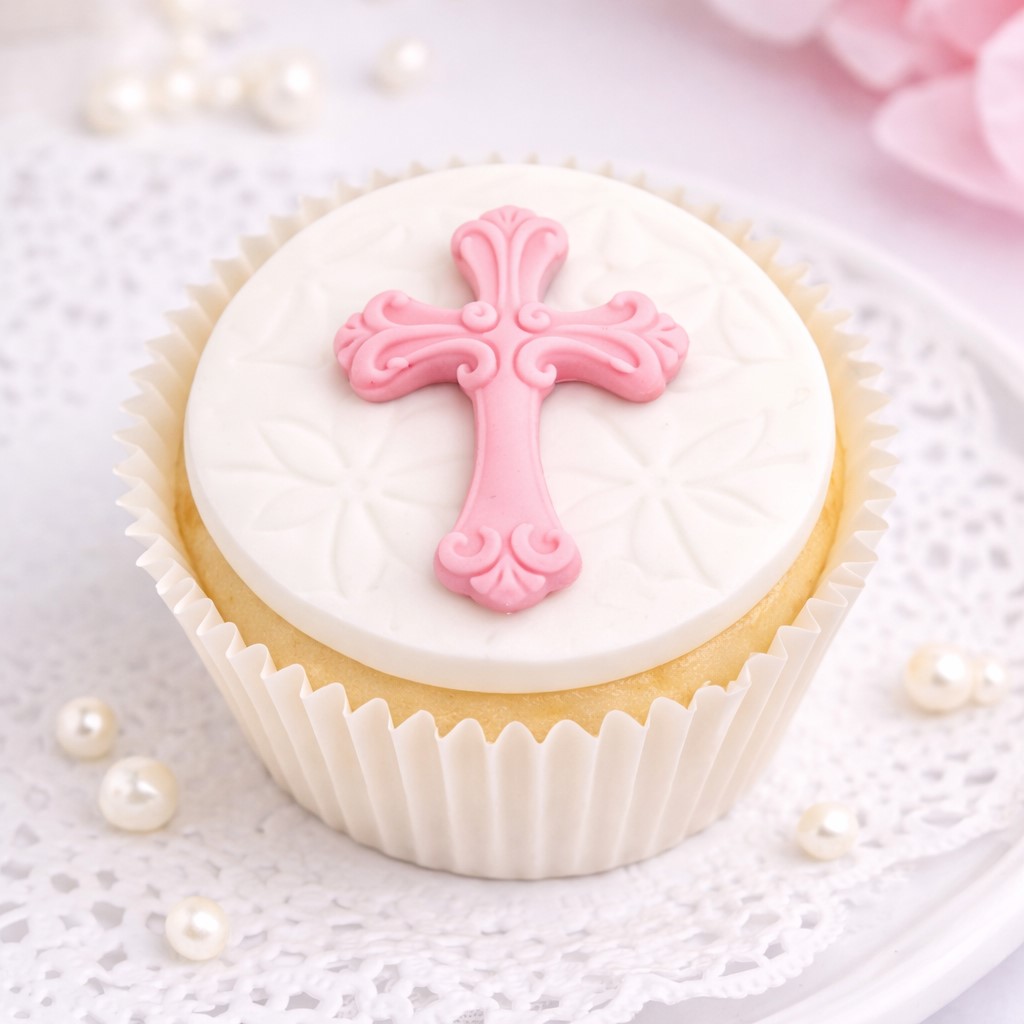 Zuckerdekoration Kreuz  6-teilig in Rosa