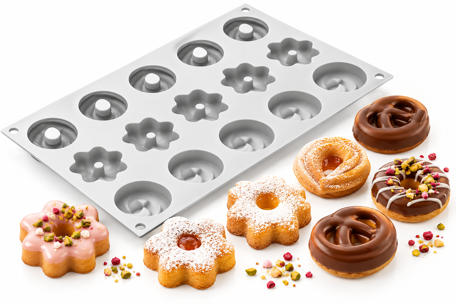 Silikomart Danish Cookies XS 15 – Silikonform für Mini-Kekse, Desserts & Schokoladenkreationen