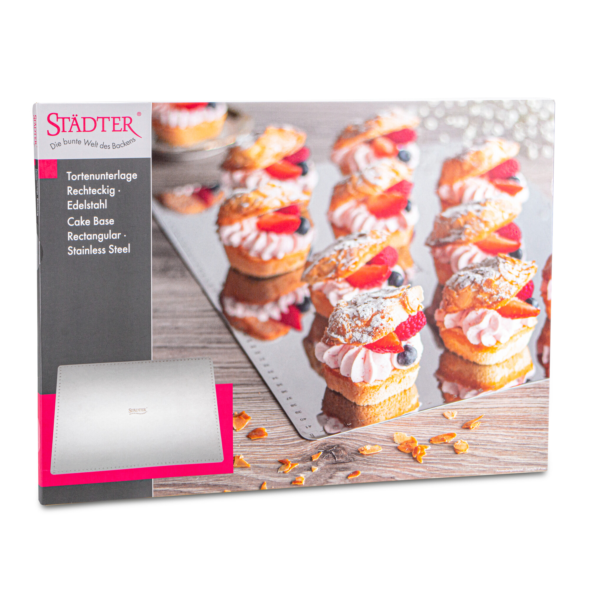 Edelstahl Tortenunterlage - rechteckig