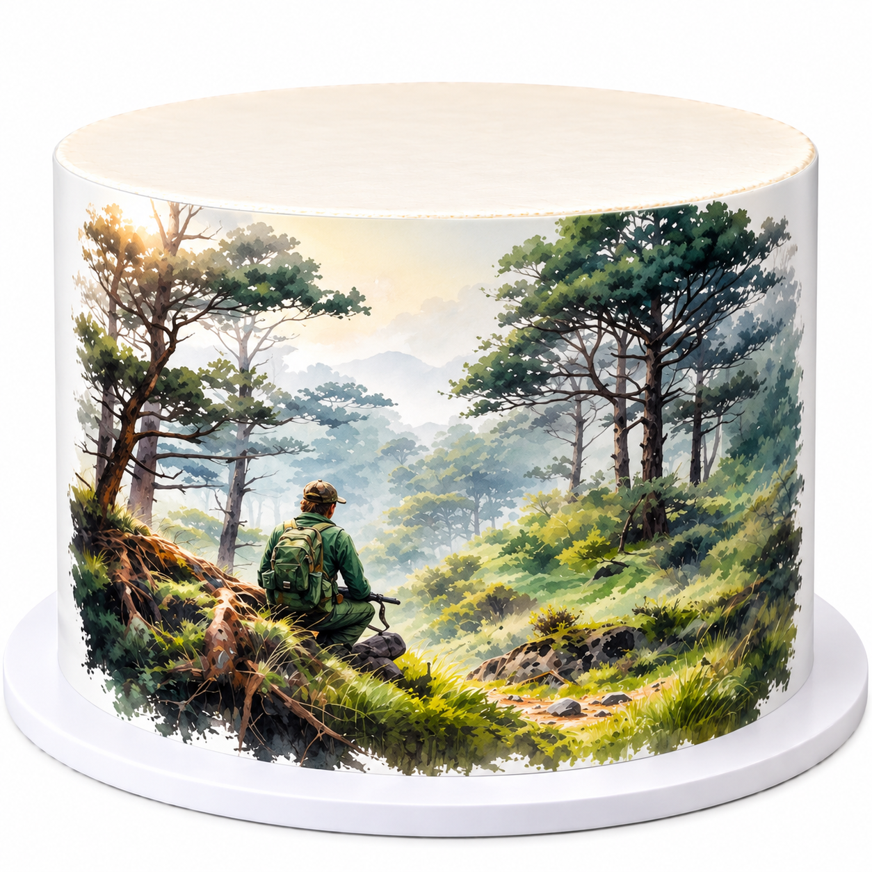 Deko Fondant Jäger im Bergwald – essbare Fondantfolie A4