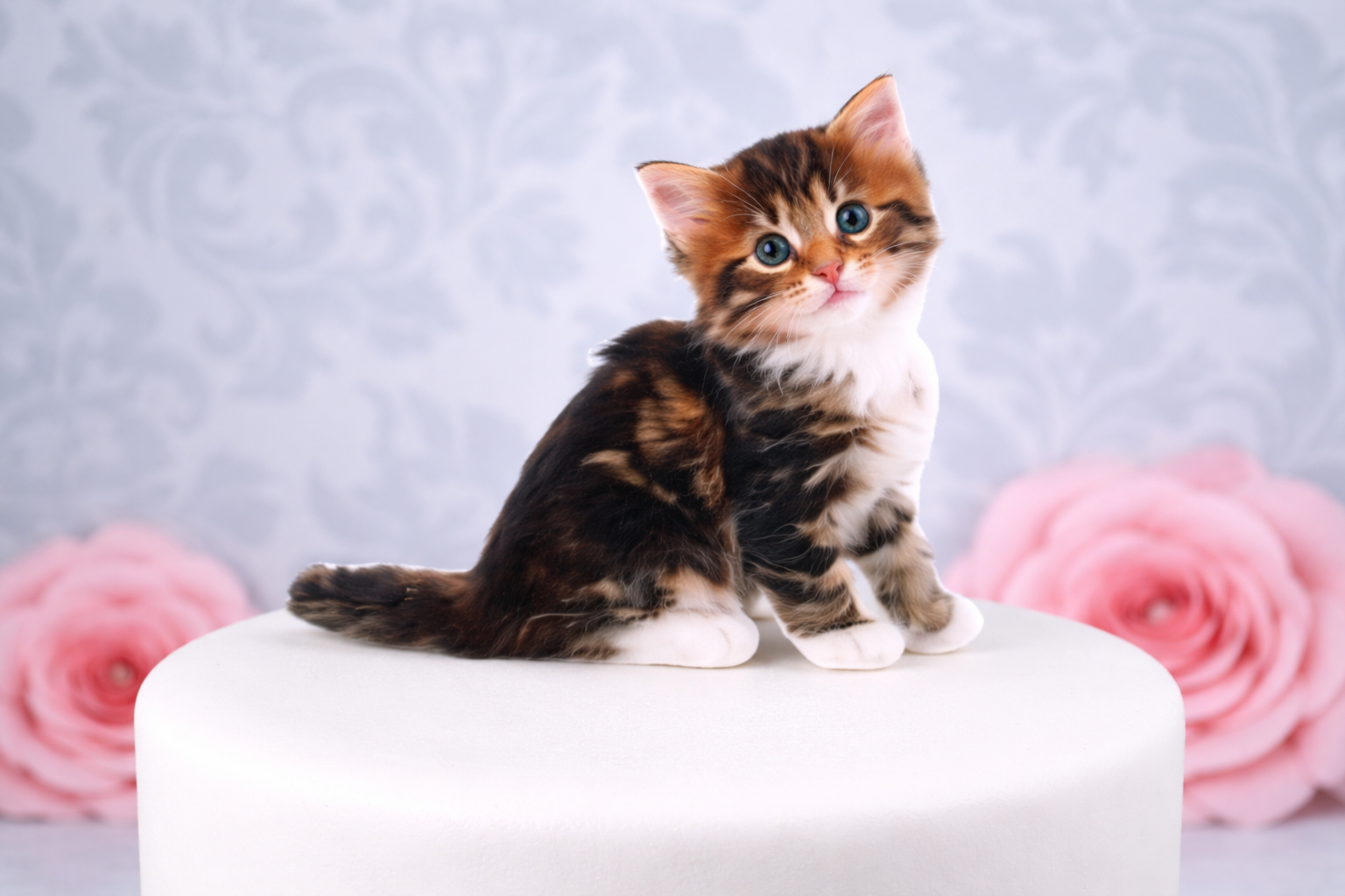 Cake Topper Katze braun-schwarz – Handgefertigte Tortendekoration für Geburtstag & Party