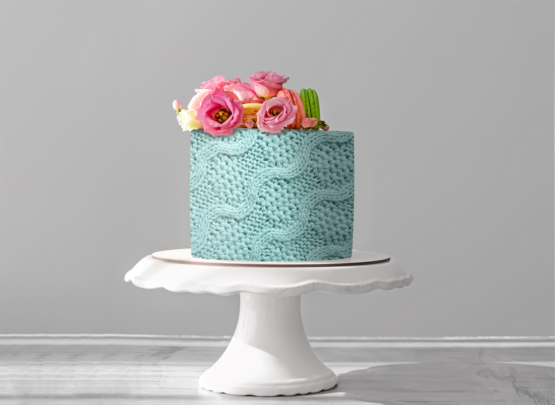 Deko Fondant Strickmuster türkis