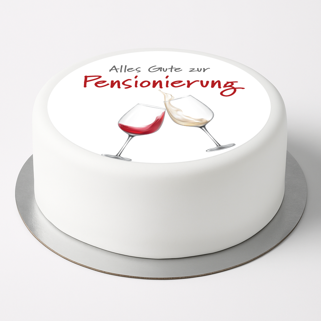 Tortenaufleger Pensionierung Wein