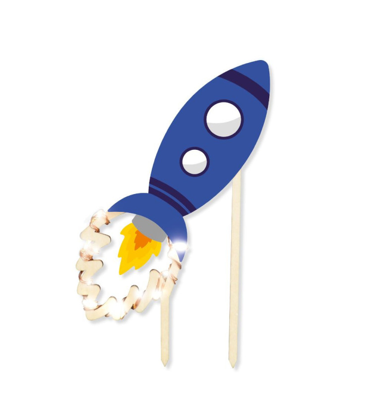 LED Cake Topper „Rakete“ – mit Licht