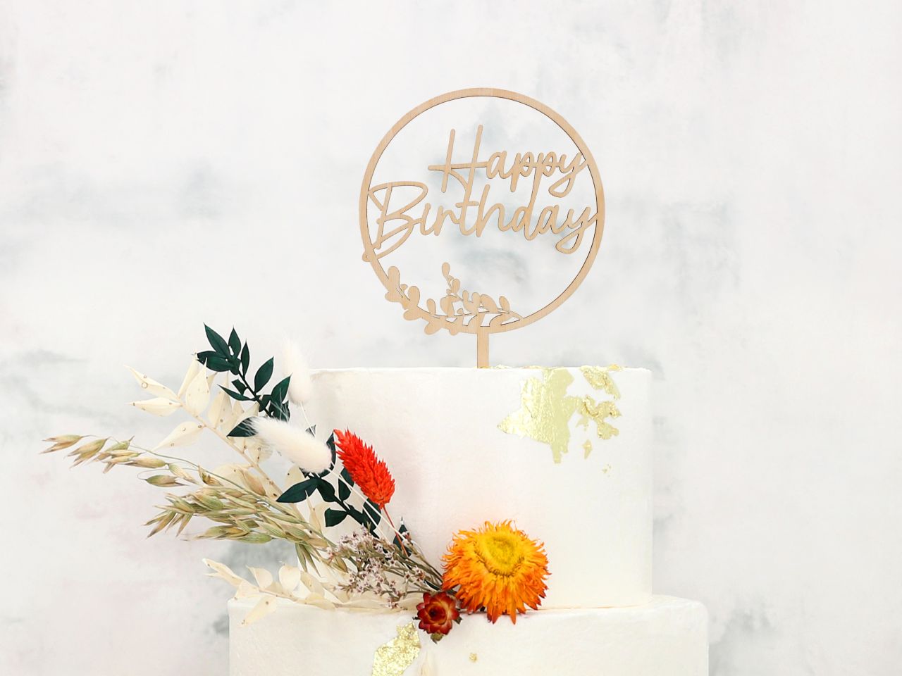 Cake Topper Holz Happy Birthday"