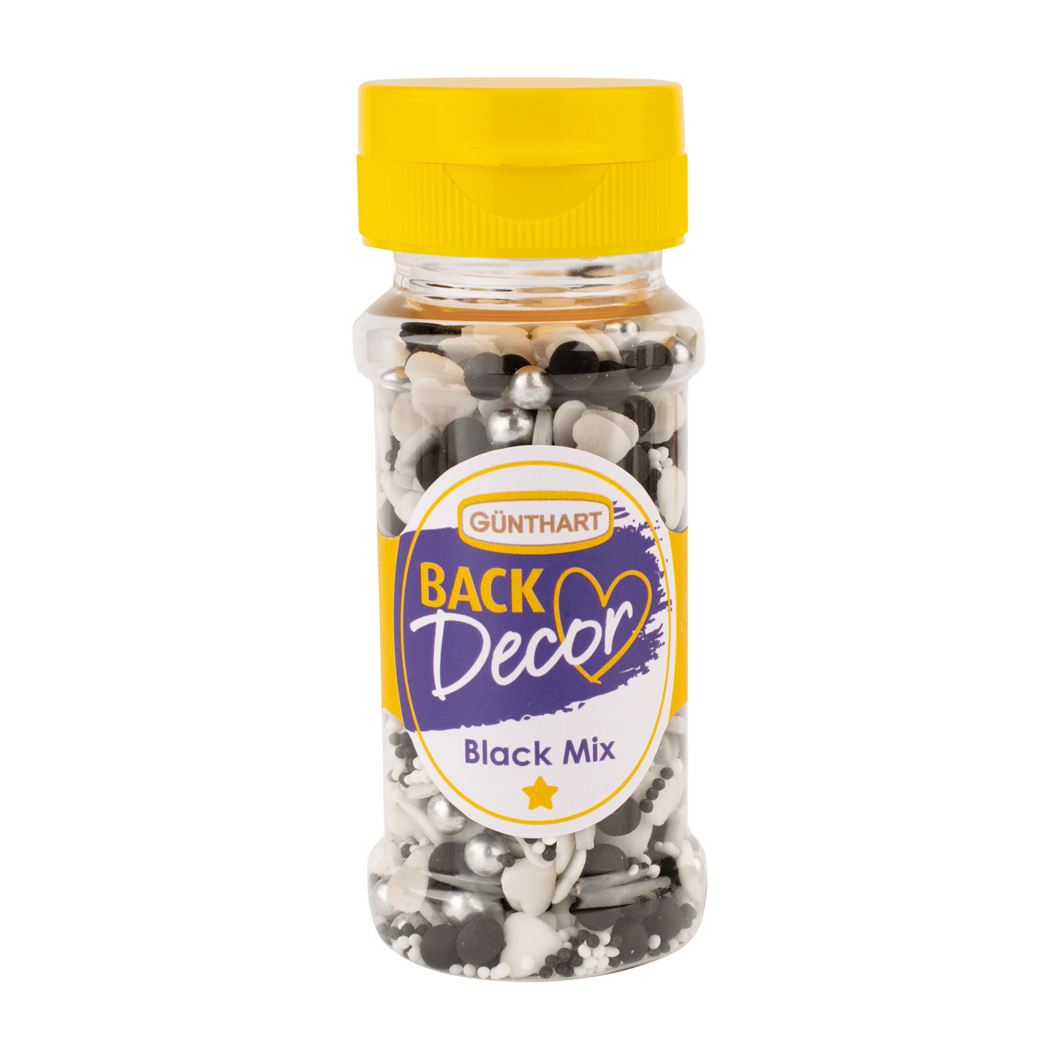 Streudekor Black Mix 60 g – essbare Zuckerstreusel in Schwarz, Weiß, Grau & Silber für Torten, Cupcakes und Desserts