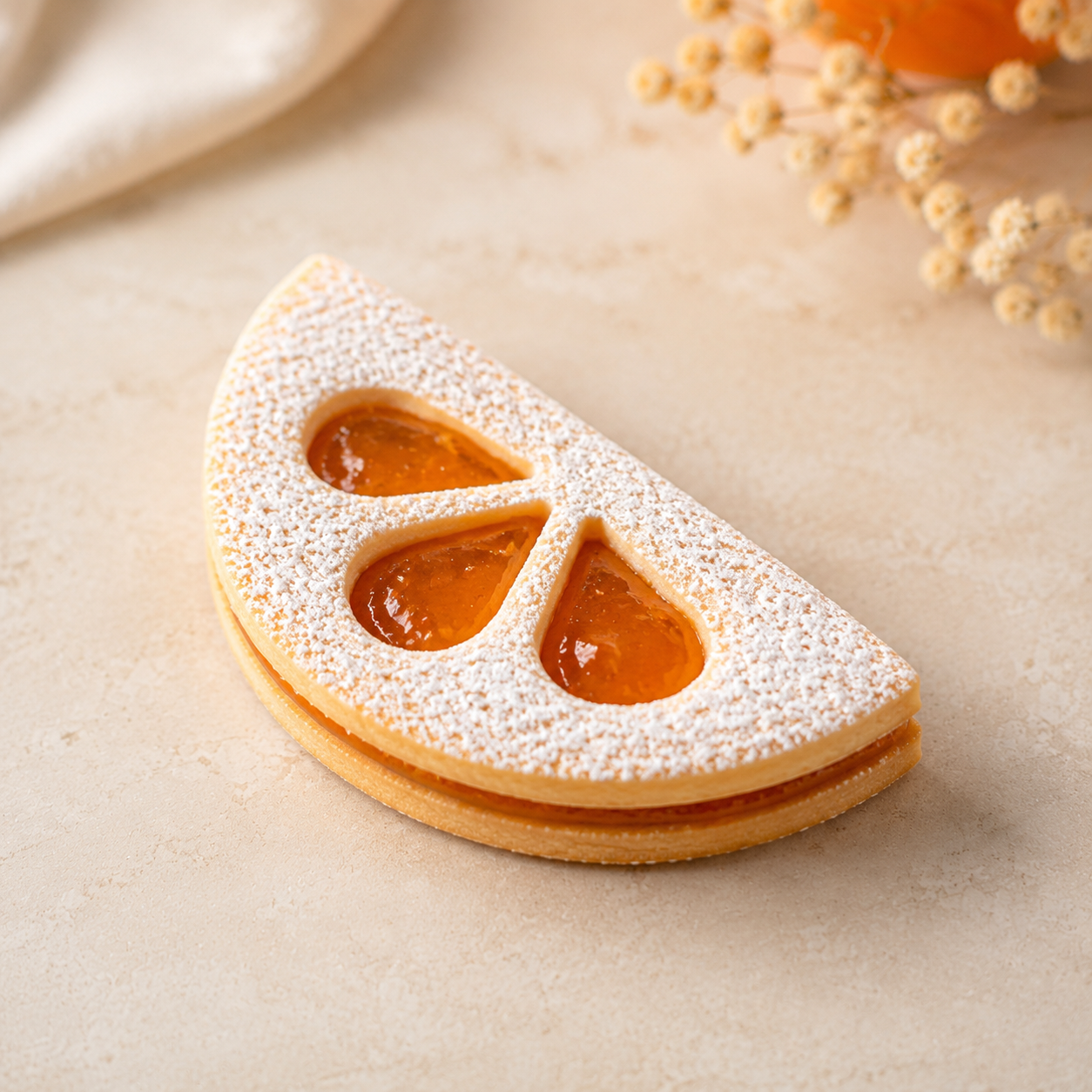 Linzer Keksausstecher Orange & Mandarine mit Auswerfer – 50 mm