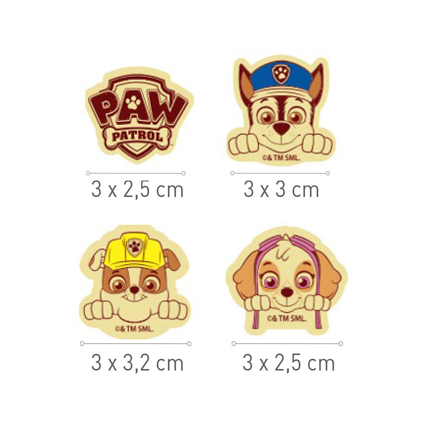 PAW Patrol Schokoladenaufleger aus weißer Schokolade (27,5 x 31 mm)