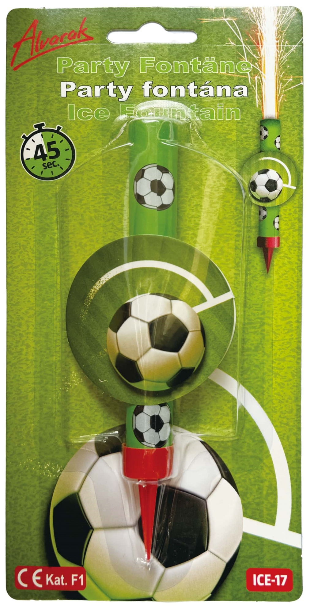 Partyfontäne Fußball Look – 1 Stück | Tortenfontäne mit Fußball-Design