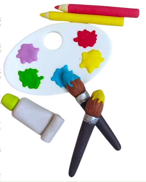 Künstler Tortendekorationsset aus Zucker – essbar, Maler-Motiv