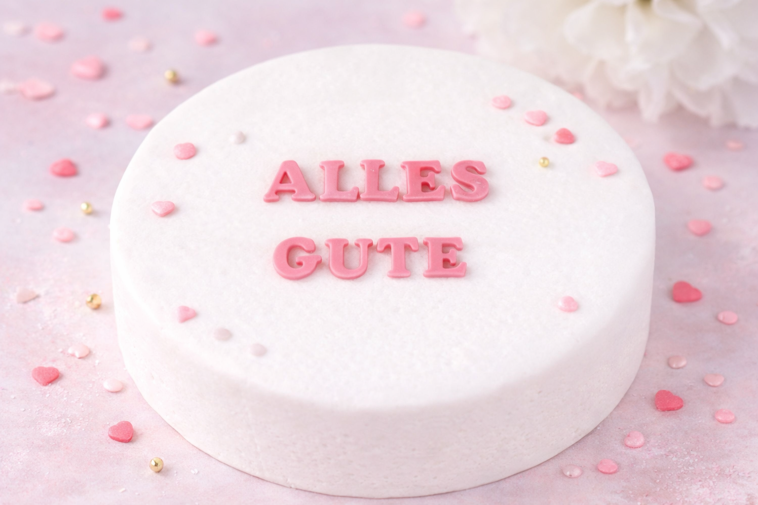 Schrift „Alles Gute“ rosa – essbare Tortendekoration