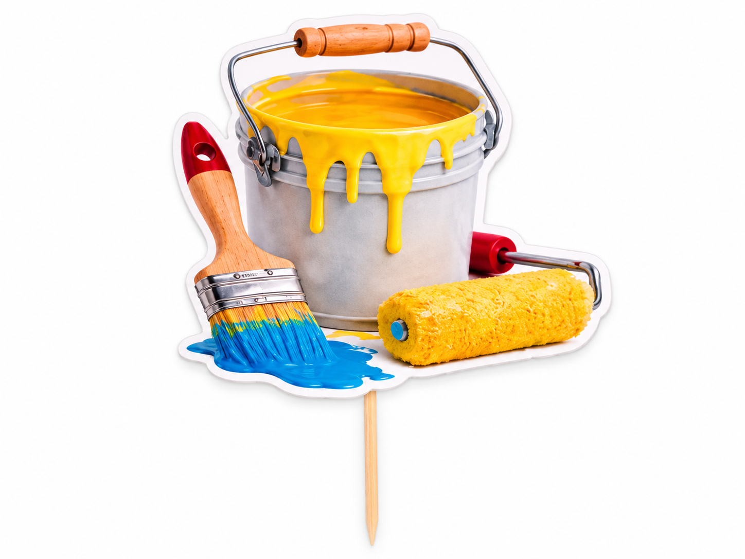 Maler Cake Topper aus Fondant handgefertigt – Tortendeko mit Farbeimer zum Reinstecken