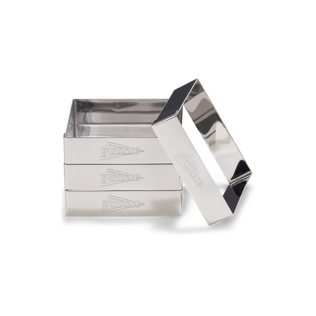Patisse Edelstahl-Tartringe Quadrat – 8 x 8 cm – Set mit 4 Stück