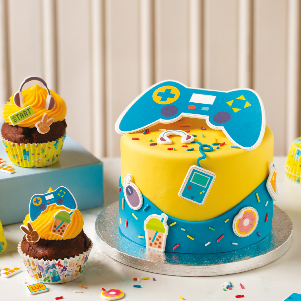 Zuckerdekoration Gamer 2D – 7-tlg. Tortentopper Set für Gaming Torten