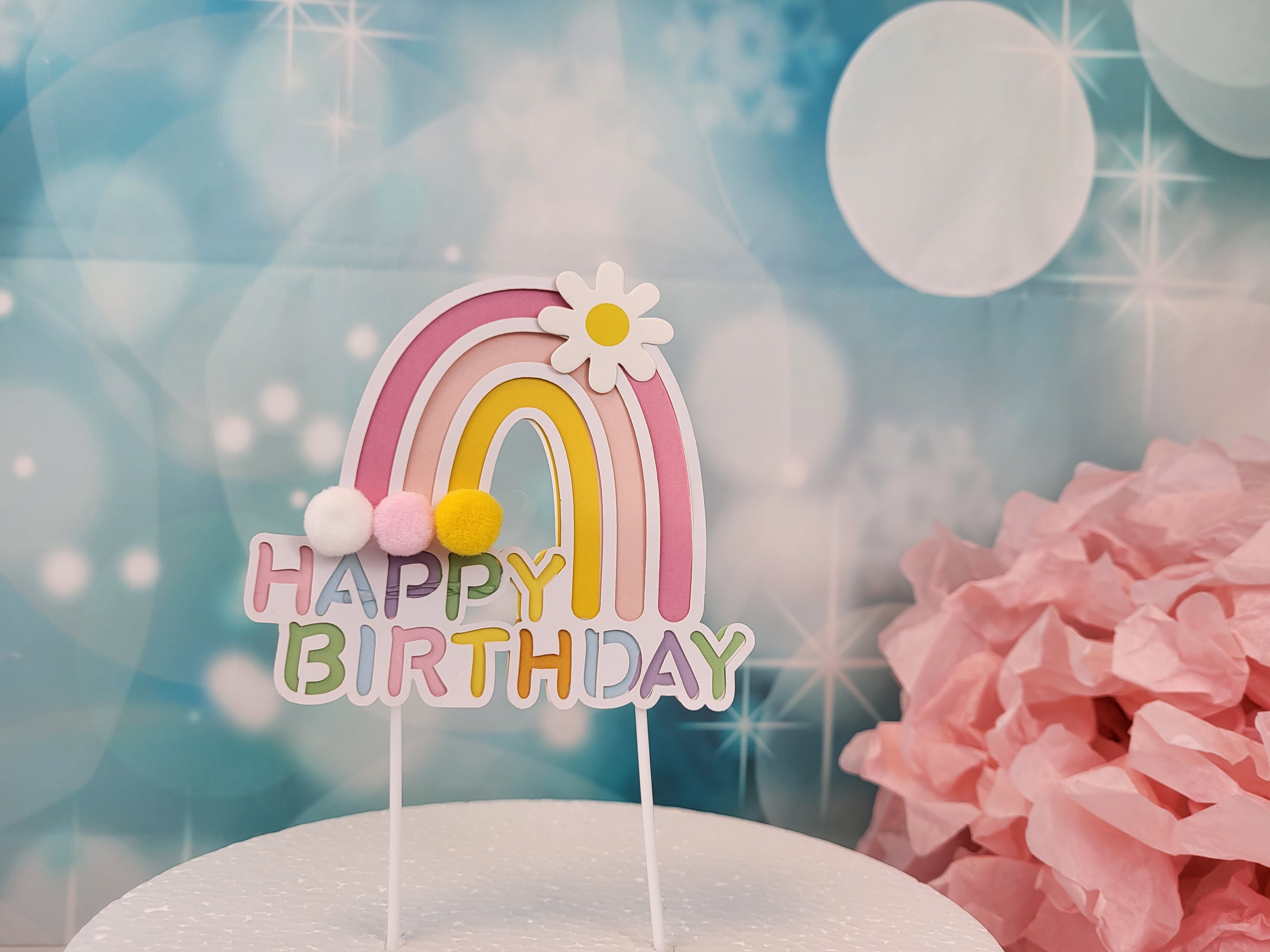 Cake Topper Happy Birtdhay  Regenbogen