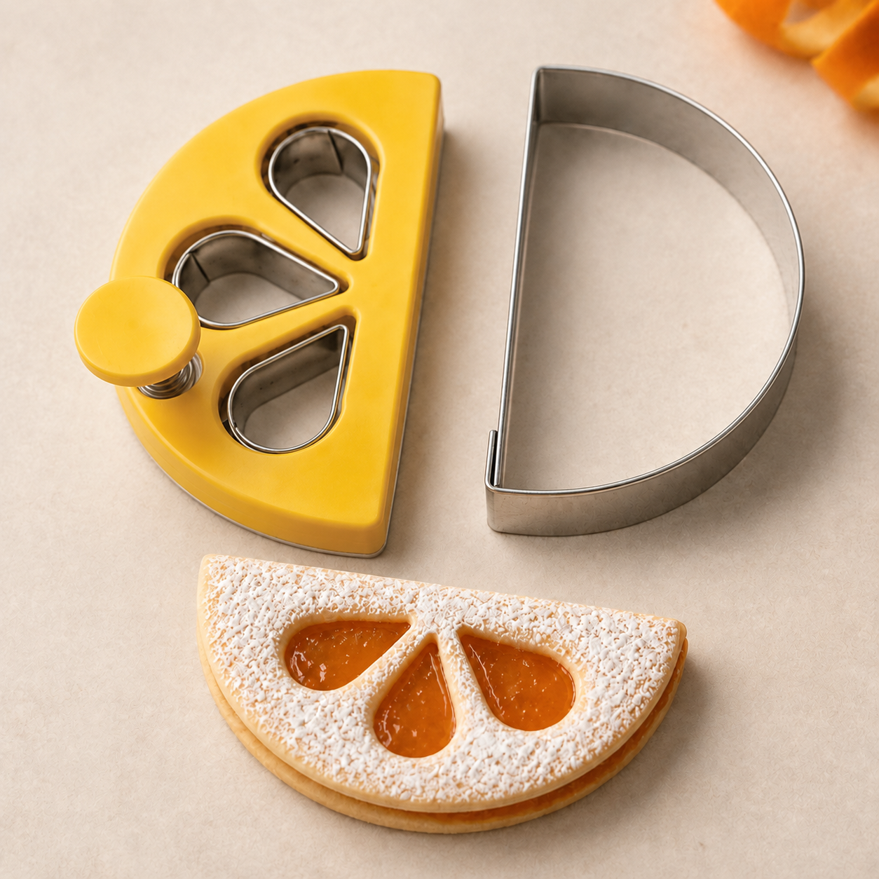 Linzer Keksausstecher Orange & Mandarine mit Auswerfer – 50 mm