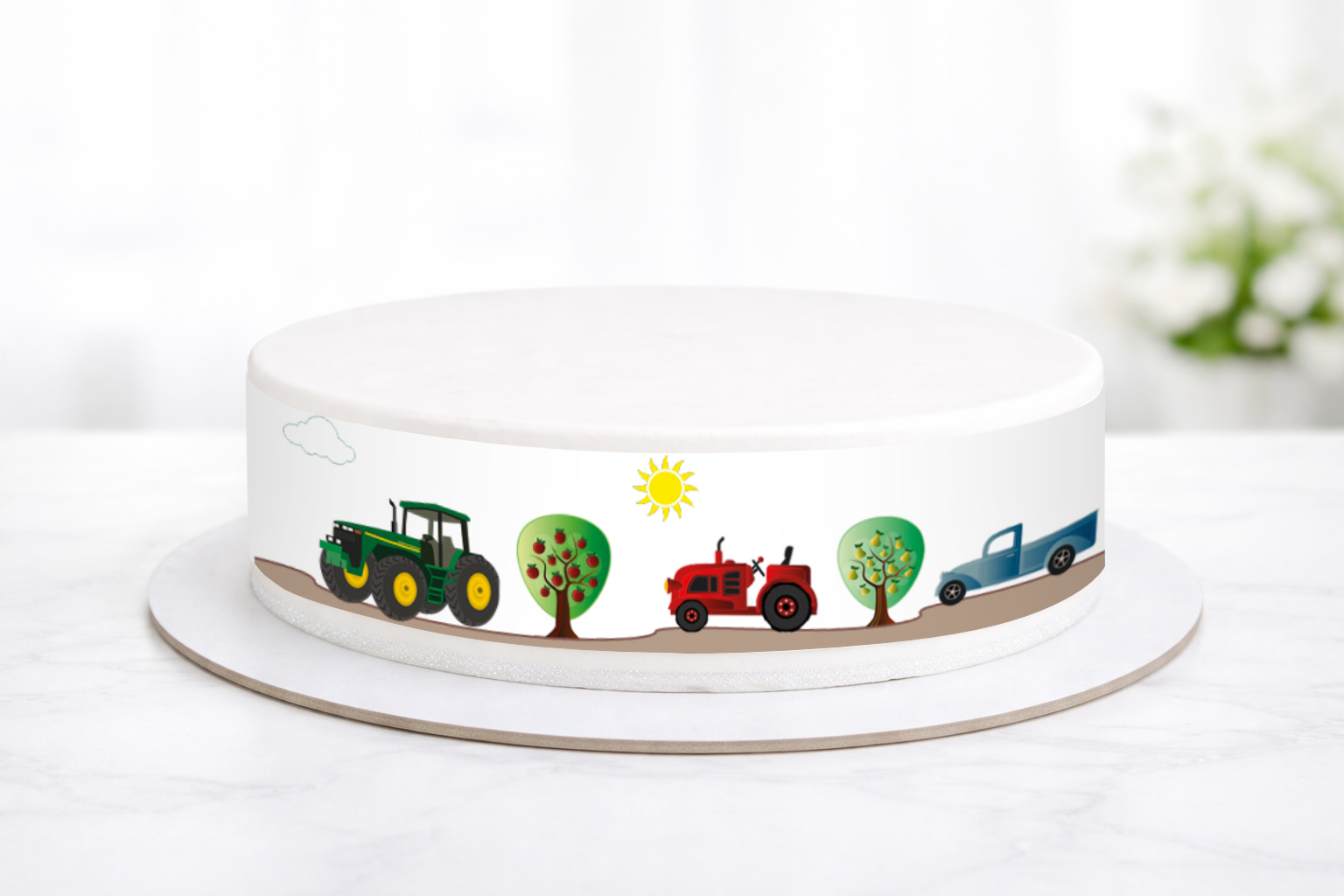 Bauernhof Zuckerumrandung 3-teilig – Essbares Tortenband Bauernhof Tortendeko 6,5x26 cm