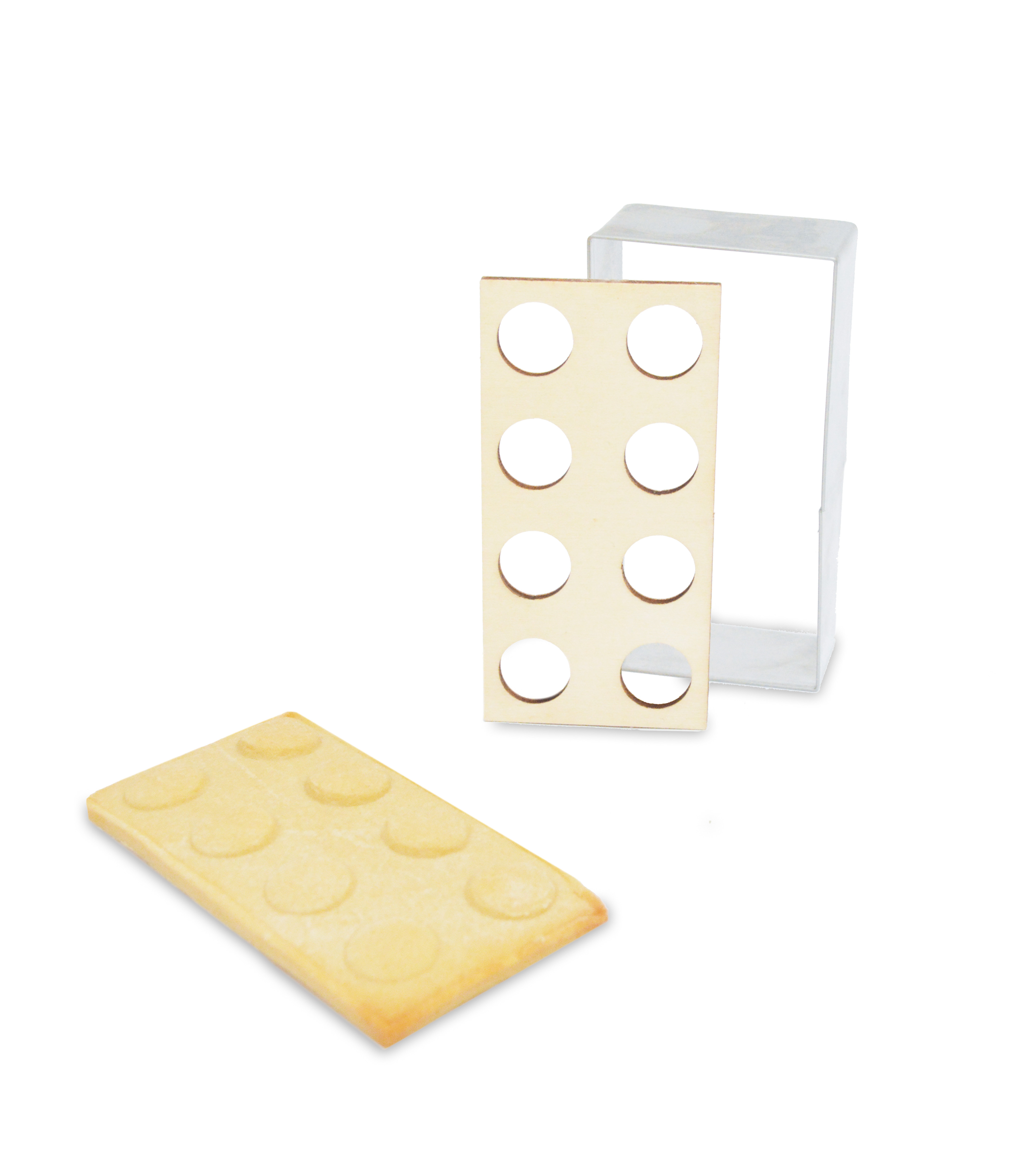 Ausstechform & Holz-Prägeform „Baustein“ – Set für kreative Kekse
