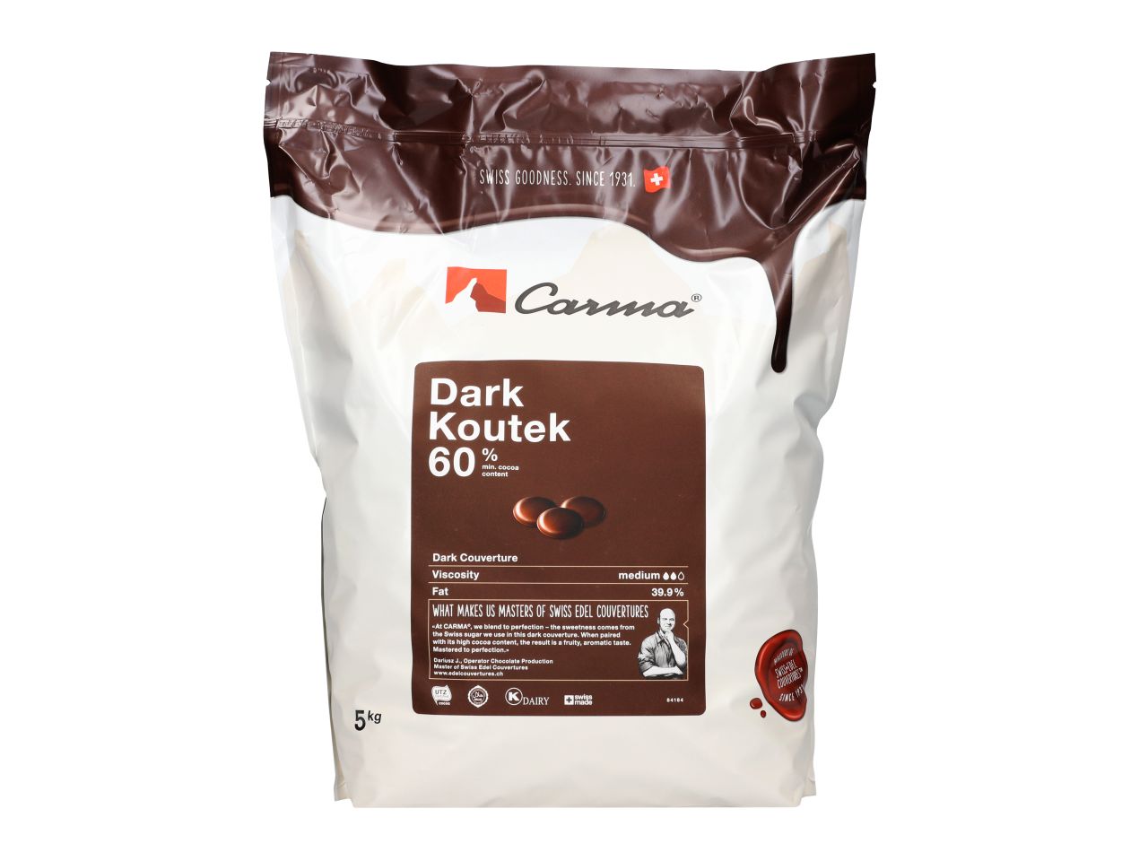 Carma Schokoladen Callets  - Dark Koutek Couvertüre 35% - 1,5kg 