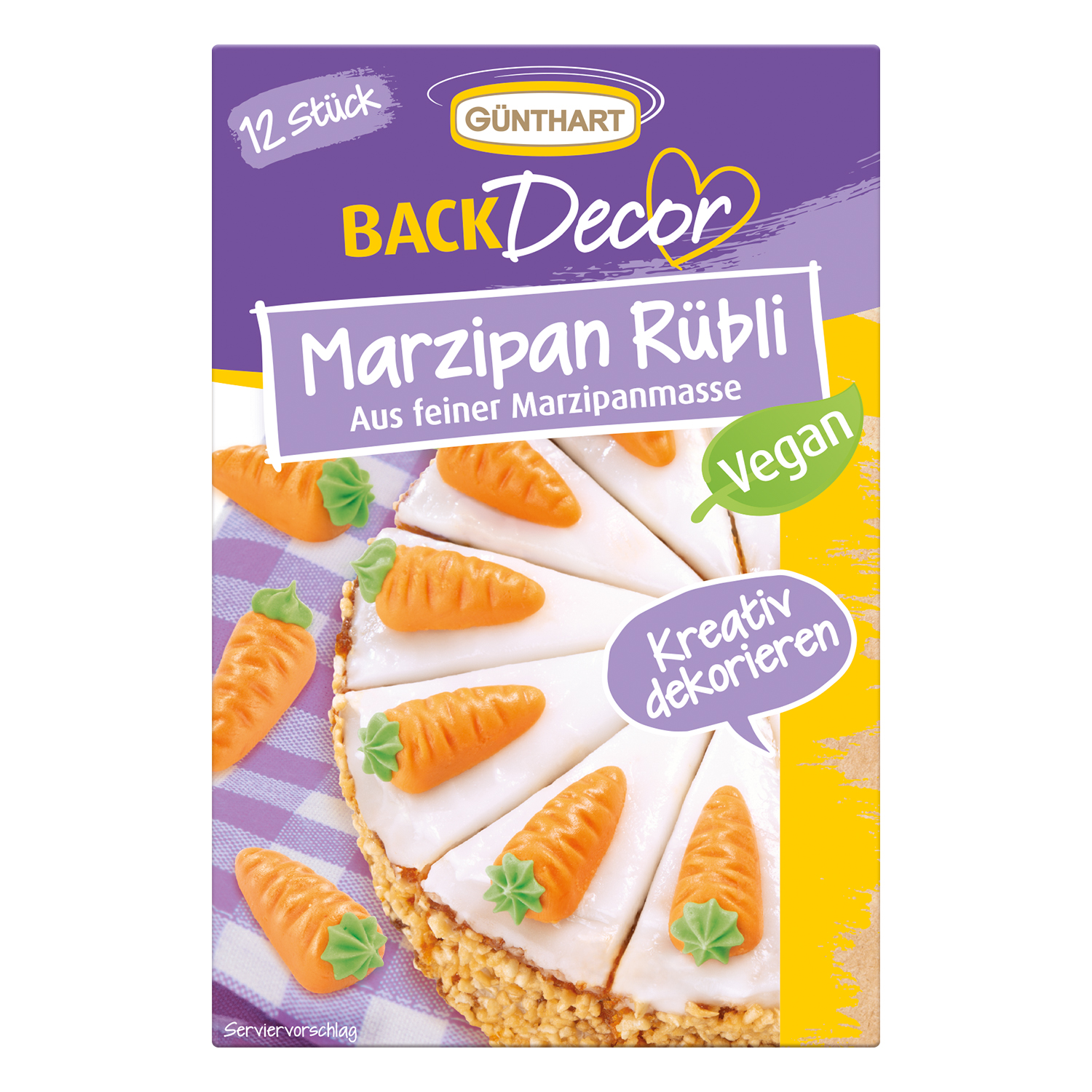 Marzipan Karotten (Rübli) als essbare Tortendeko – 12 Stück, orange/grün