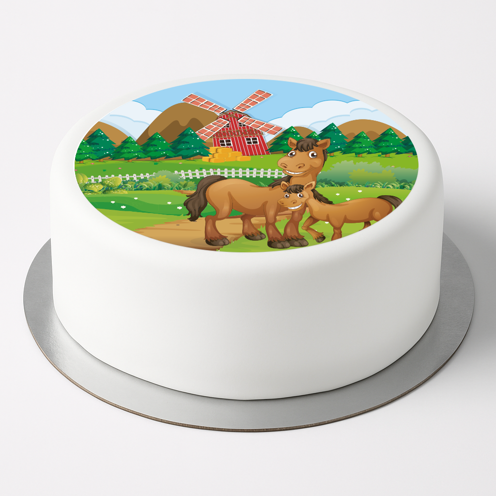 Tortenaufleger „Pferde auf der Wiese“