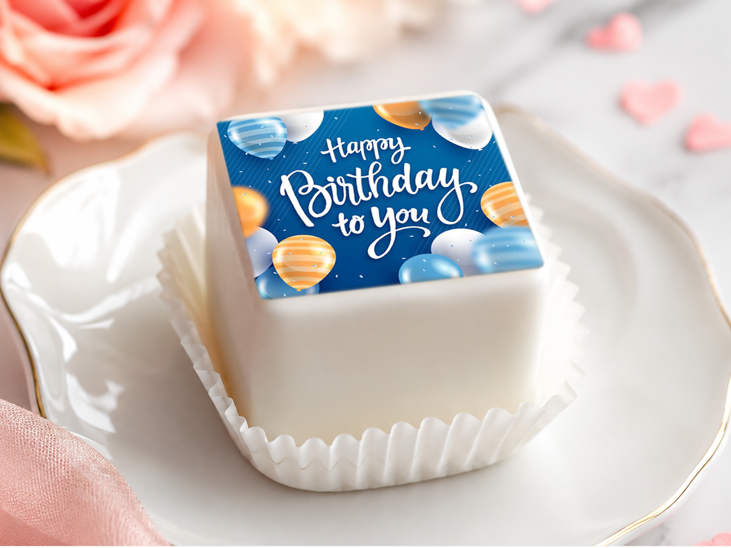 Petit Four & Punschkrapfen Aufleger Geburtstag – 12 Stück ca. 5 cm
