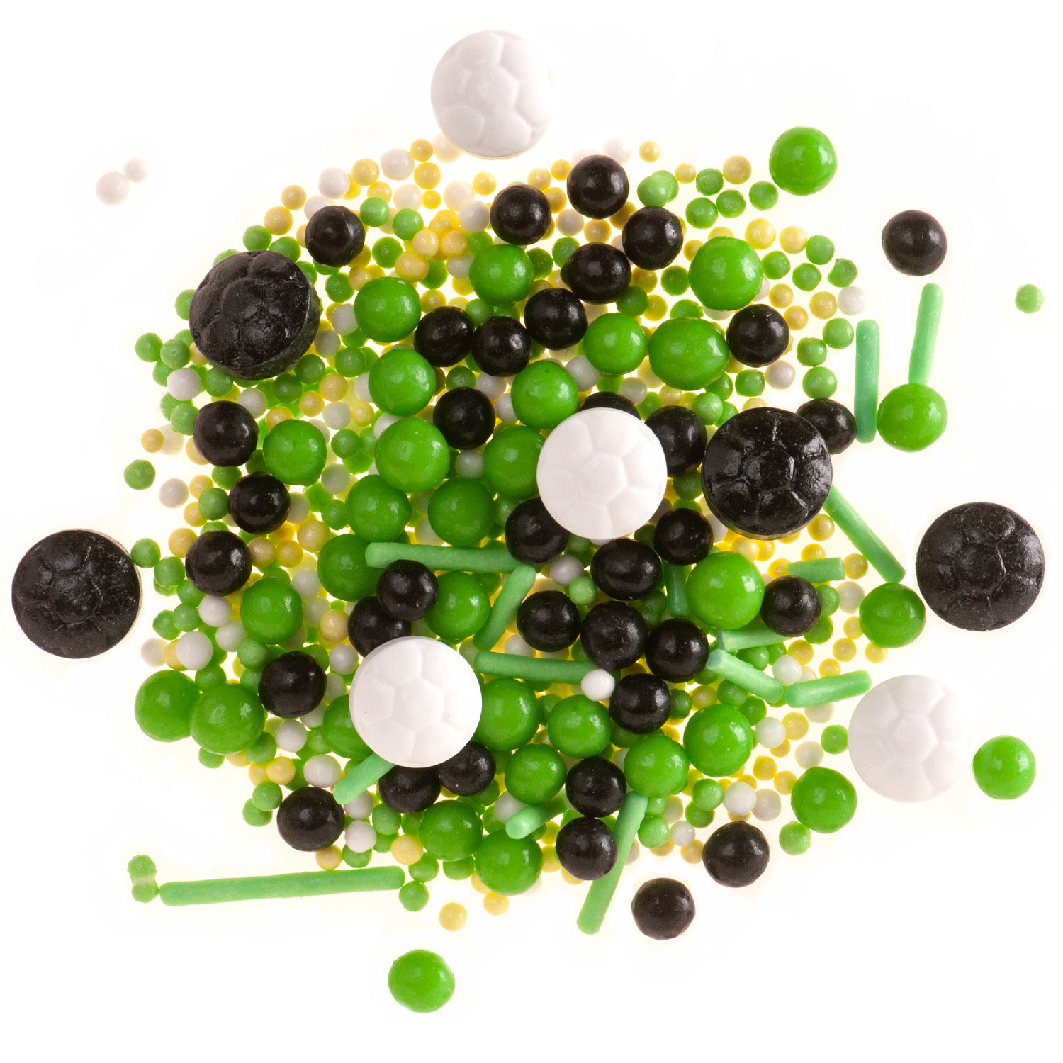 Fußball Streusel Mix 70 g – 3-fach Zuckerdekor für Torten & Cupcakes