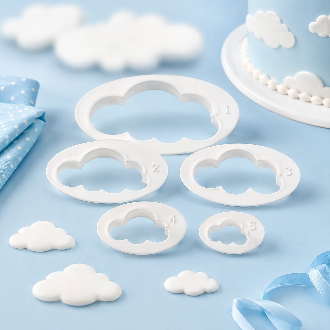 FMM Wolken-Ausstecher Set – 5-teilig für Fondant & Marzipan
