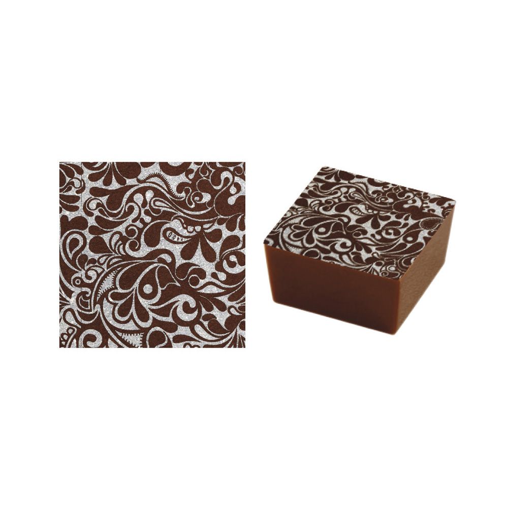 Schokoladen Transfer- Abziehfolie Ornamente brau
