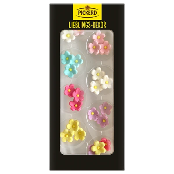 PICKERD Dekor-Aufleger Blüten-Mix – essbare Zucker-Blüten Aufleger, 24 Stück, Art.-Nr. 1288