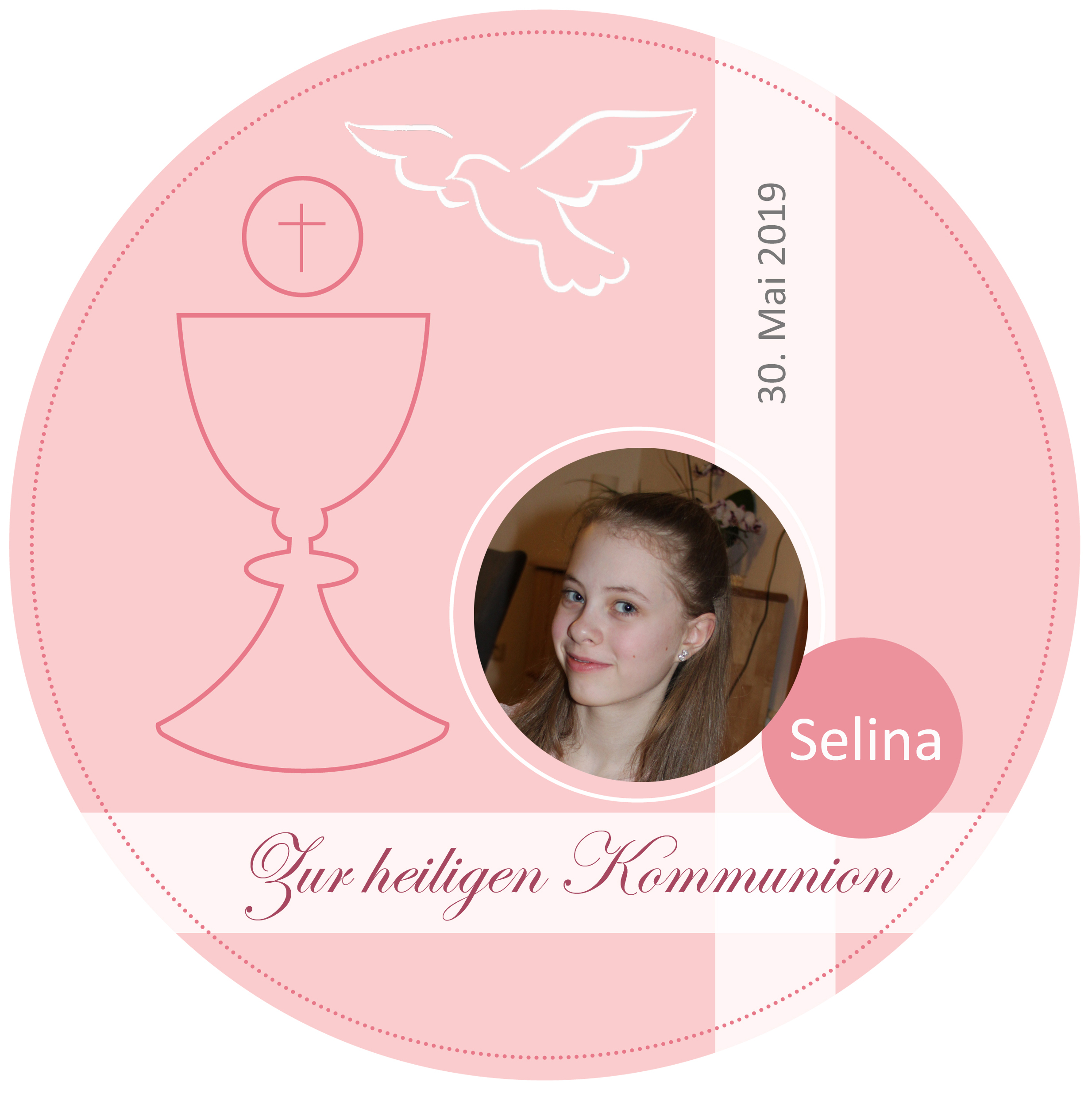 Tortenaufleger „Zur heiligen Kommunion“ mit persönlichem Foto – essbar