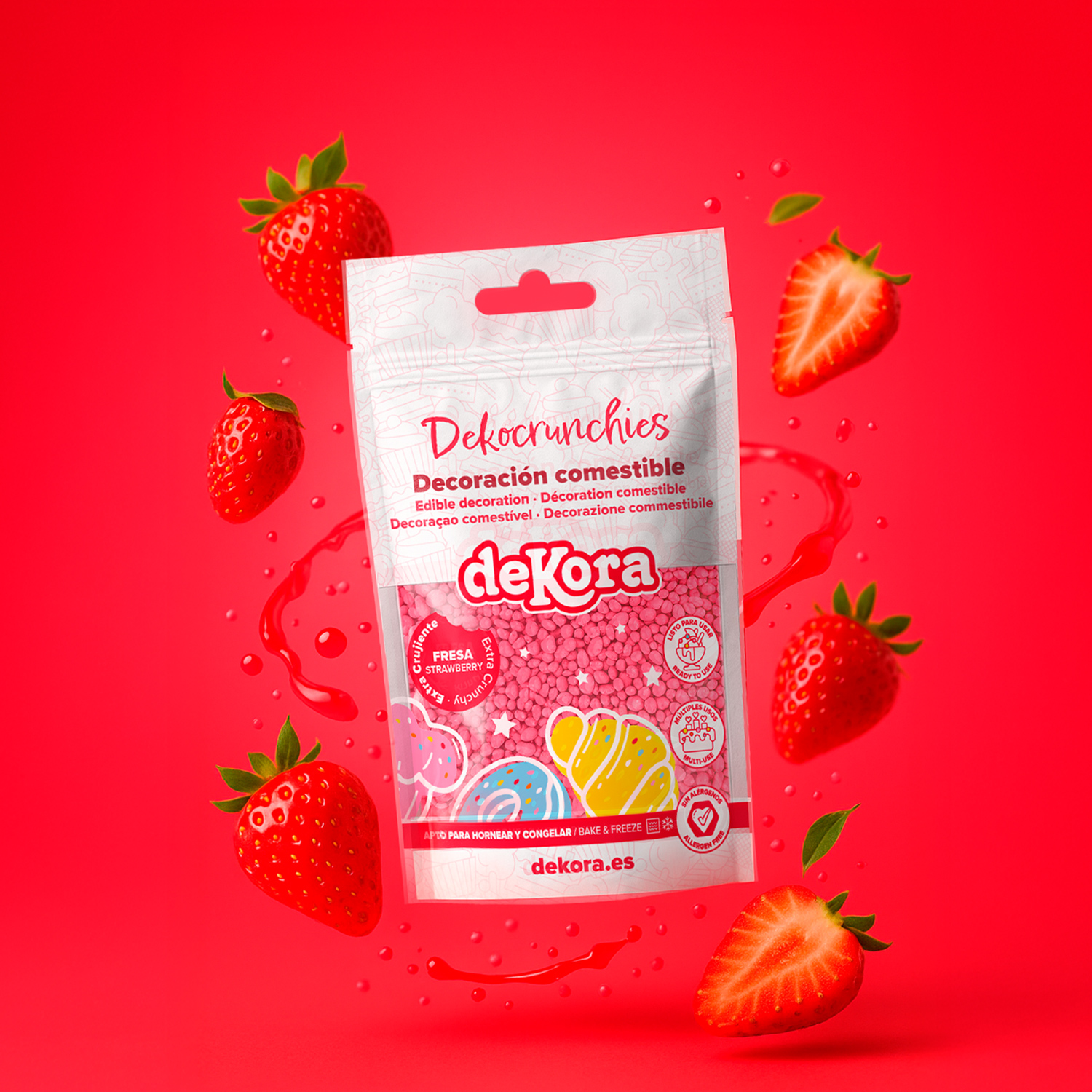 Dekocrunchies Erdbeere 100 g – knusprige Zuckerperlen Strawberry
