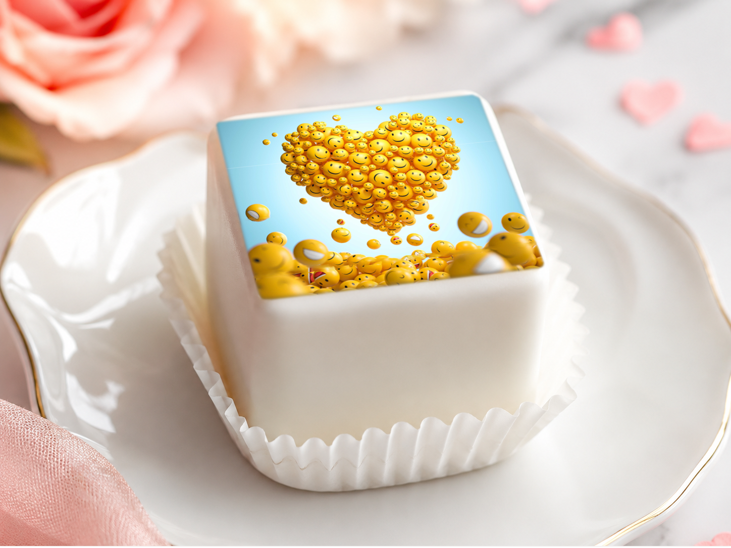 12 Smile-Aufleger ca. 5 cm – für Petit Fours & Punschkrapfen