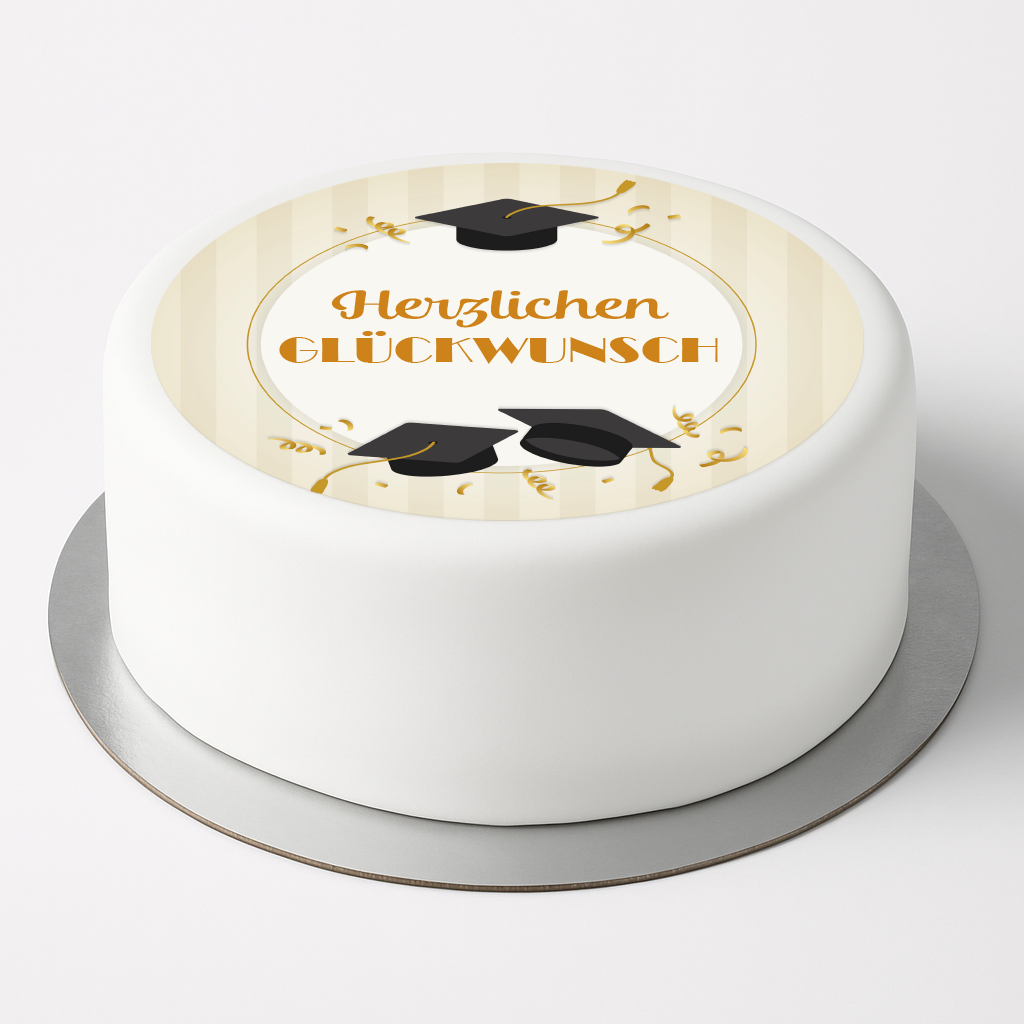 Tortenaufleger "Herzlichen Glückwunsch" für Sponsion Matura Abitur 19 cm