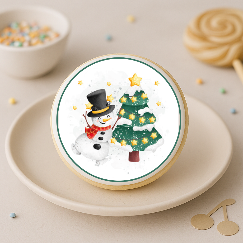 Keksaufleger Schneemann mit Christbaum