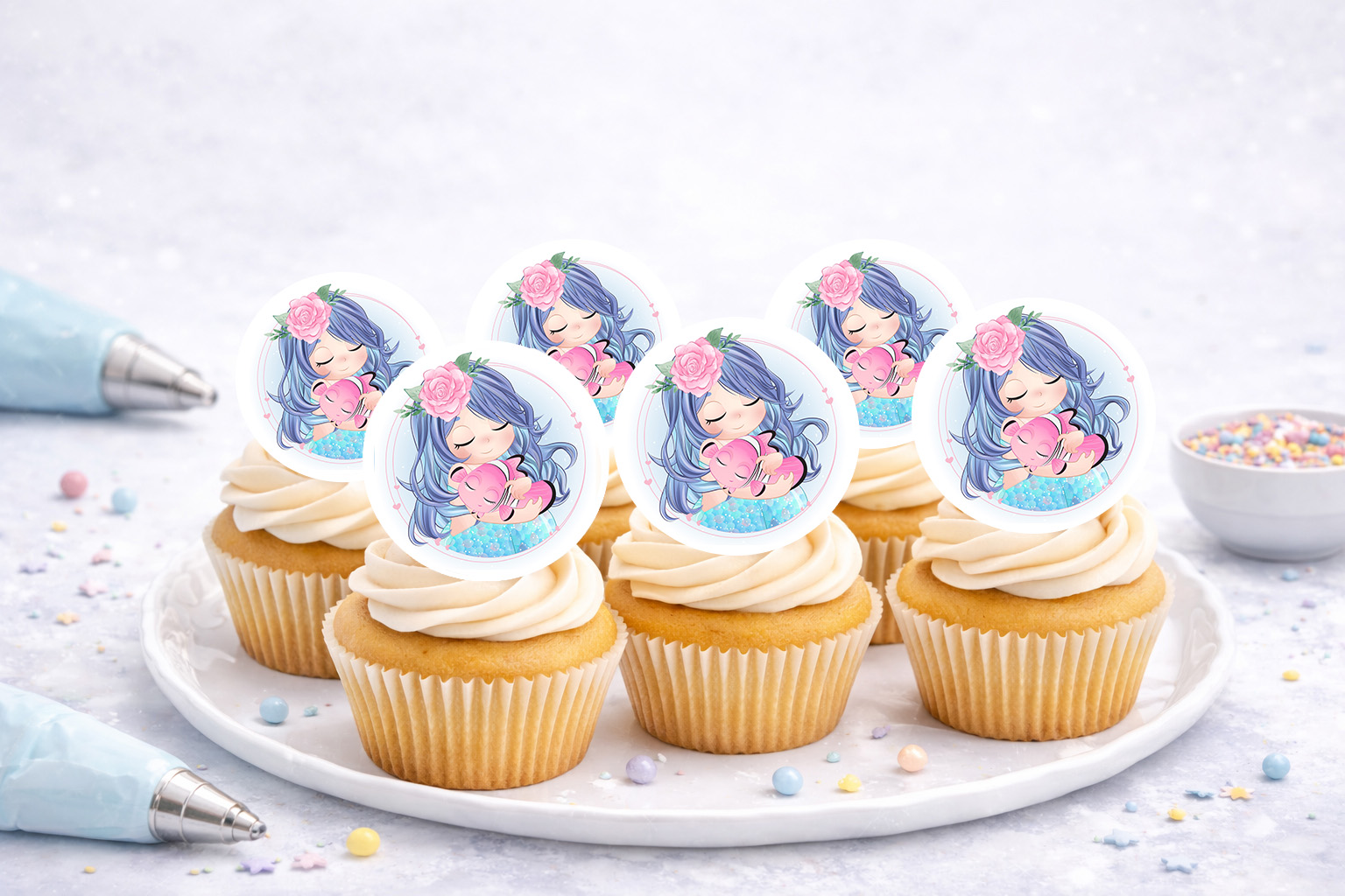 Essbare Muffinaufleger mit Meerjungfrau-Motiv für Cupcakes und Muffins