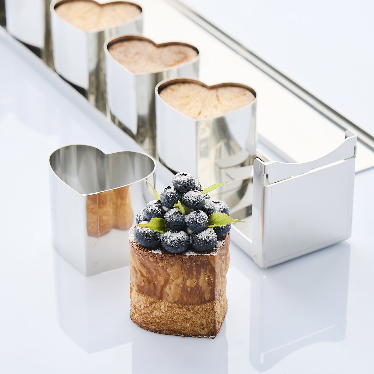 Martellato Mini Love 5 – Herzförmiges Edelstahl Portionsring-Set für Travel Cakes, 5 Stück