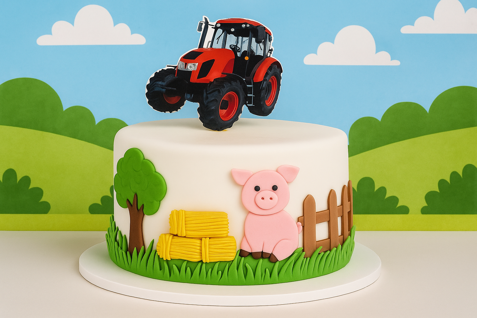 Cake Topper Traktor rot