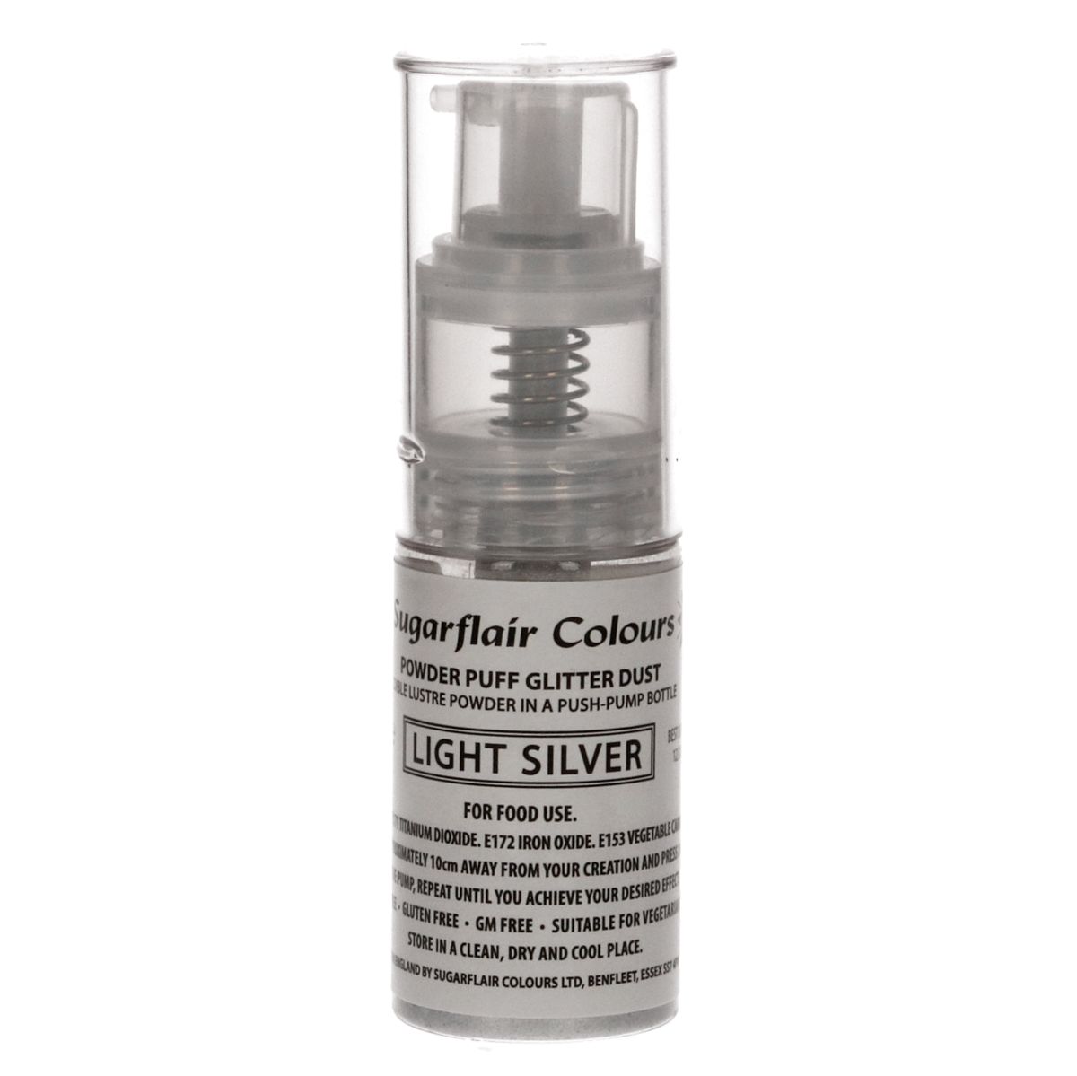 Sugarflair Pump Spray Glitter Dust -Light Silver