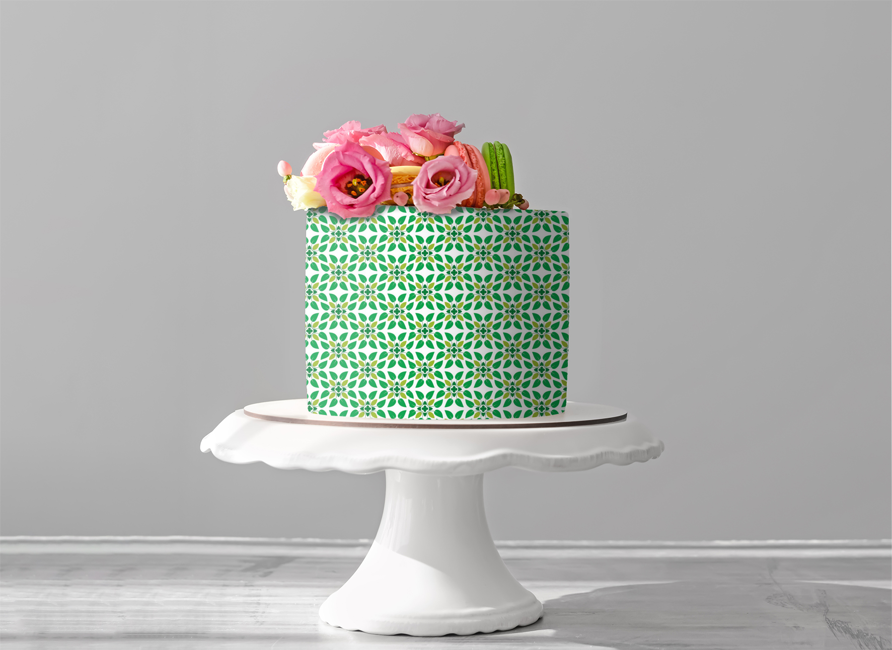 Deko Fondant | Blumenmuster grün